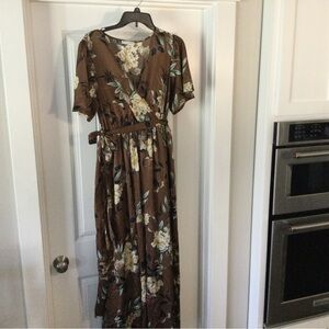 Floral Brown Maxi Dress